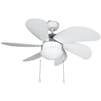 Orbegozo CP 15076 B - Ventilador de techo con luz- 6 aspas de madera- silencioso- 3 velocidades de ventilación- 80 cm de…